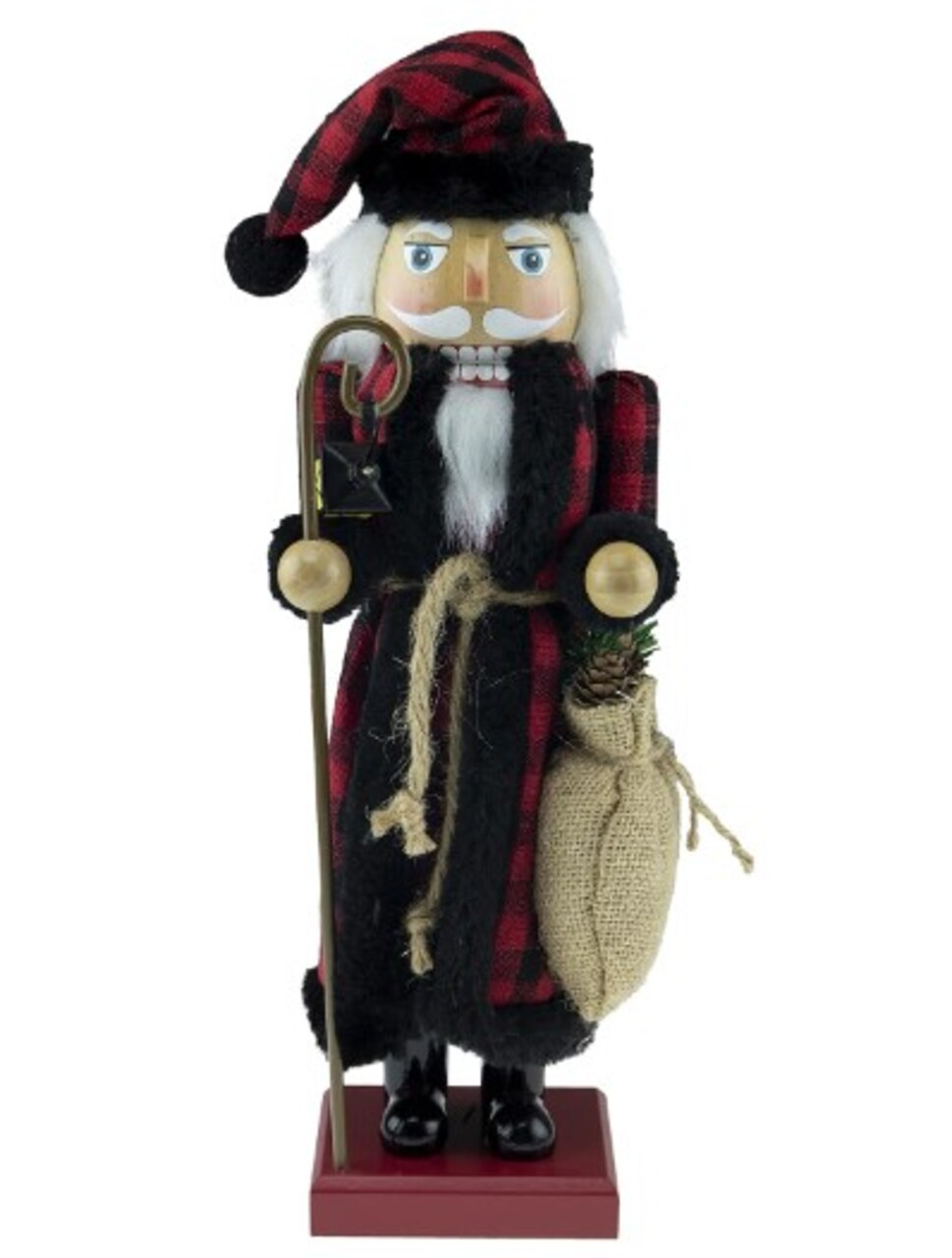 Traditional Wooden Nutcracker 14 Inch White Vintage Santa Festive Christmas Décor for Shelves and Tables